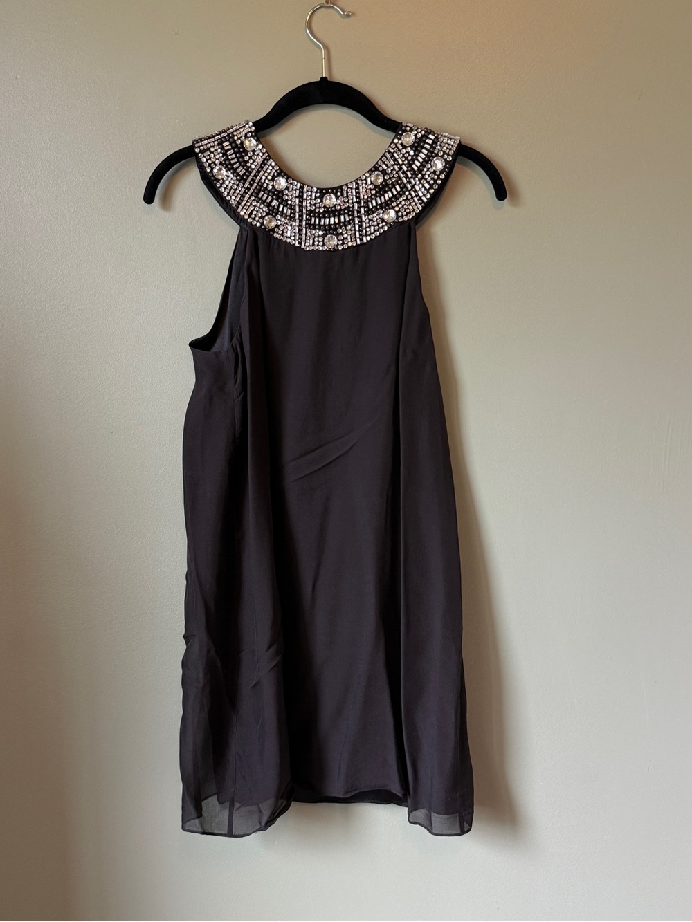Alice & Olivia - Beaded Collar 100% Silk Dress - Black - Size S